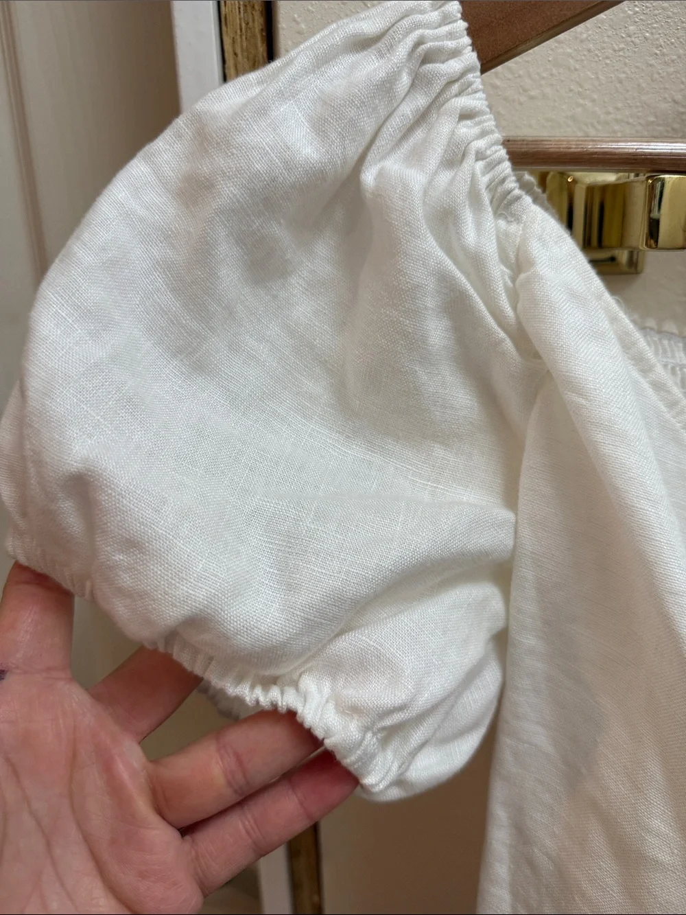 Reformation Off-White Puff Sleeve Wrap Blouse